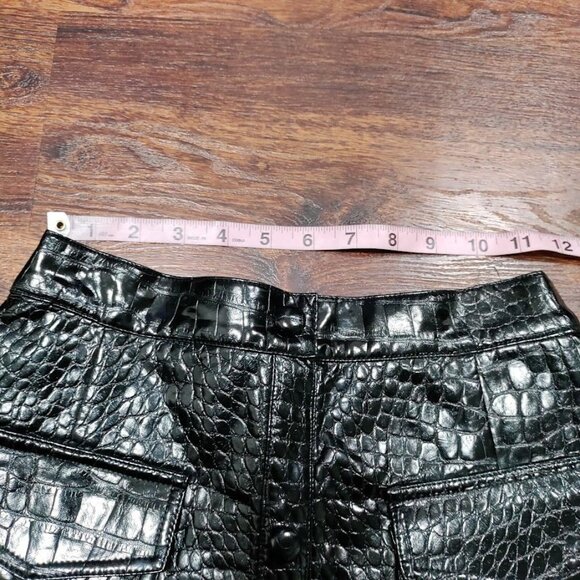 Apparalel Black Croc Vegan Modesty Leather Goth Swing Mini Skirt S - Picture 6 of 11